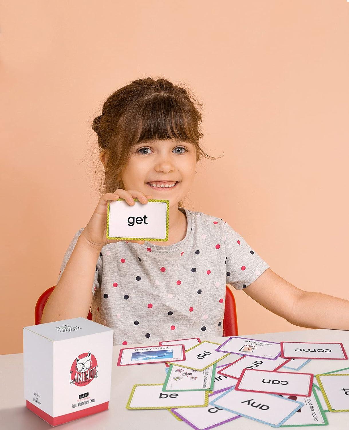 imageGAMENOTE Sight Words Kids Educational Flash Cards with Pictures amp Sentences 220 Dolch Big Word Games for Toddlers Aged 39 Preschool Learning ActivitiesPre K Kindergarten 1st 2nd 3rd Grade