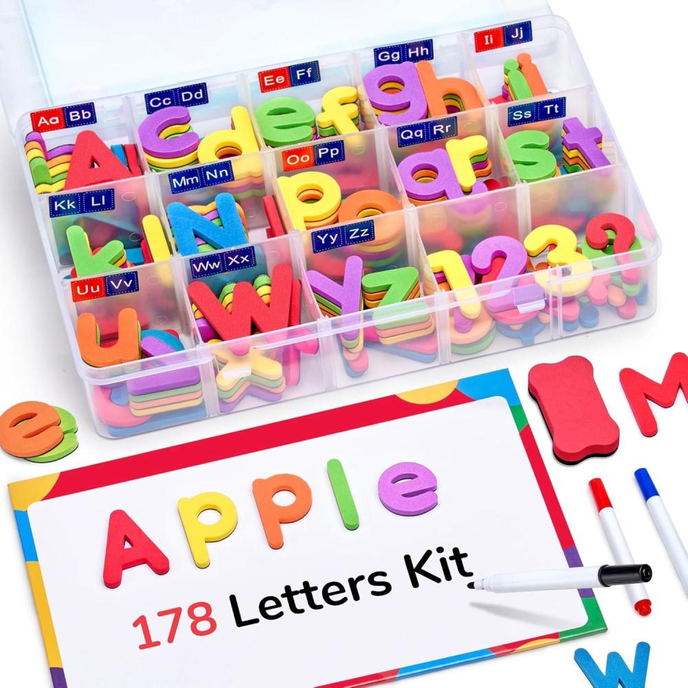 imageGamenote Classroom Magnetic Alphabet Letters Kit 238 Pcs with Double  Side Magnet Board  Foam Alphabet Letters for Preschool Kids Toddler Spelling and Learning Colorful ABC Education Fridge Magnets178PCS
