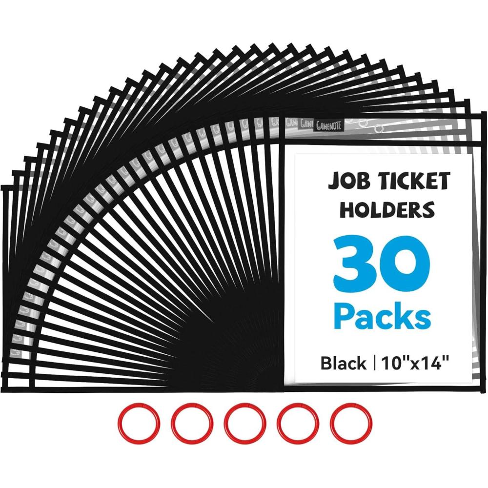 imageGamenote Dry Erase Pockets 30 Pack with Rings Oversized Reusable Plastic Sleeves Shop Ticket Holders Sheet Protectors Teacher Supplies Organization for Classroom Must Have BlackBlack