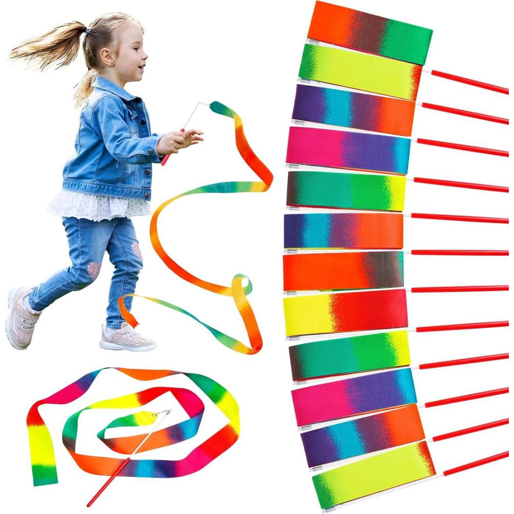 imageJoyCat 12 Pack Dance Ribbon Party Favors for KidsRainbow Birthday DecorationsUnicorn Princess Fairy Party SuppliesGirls Party GamesGymnastics Goody Bag Stuffers
