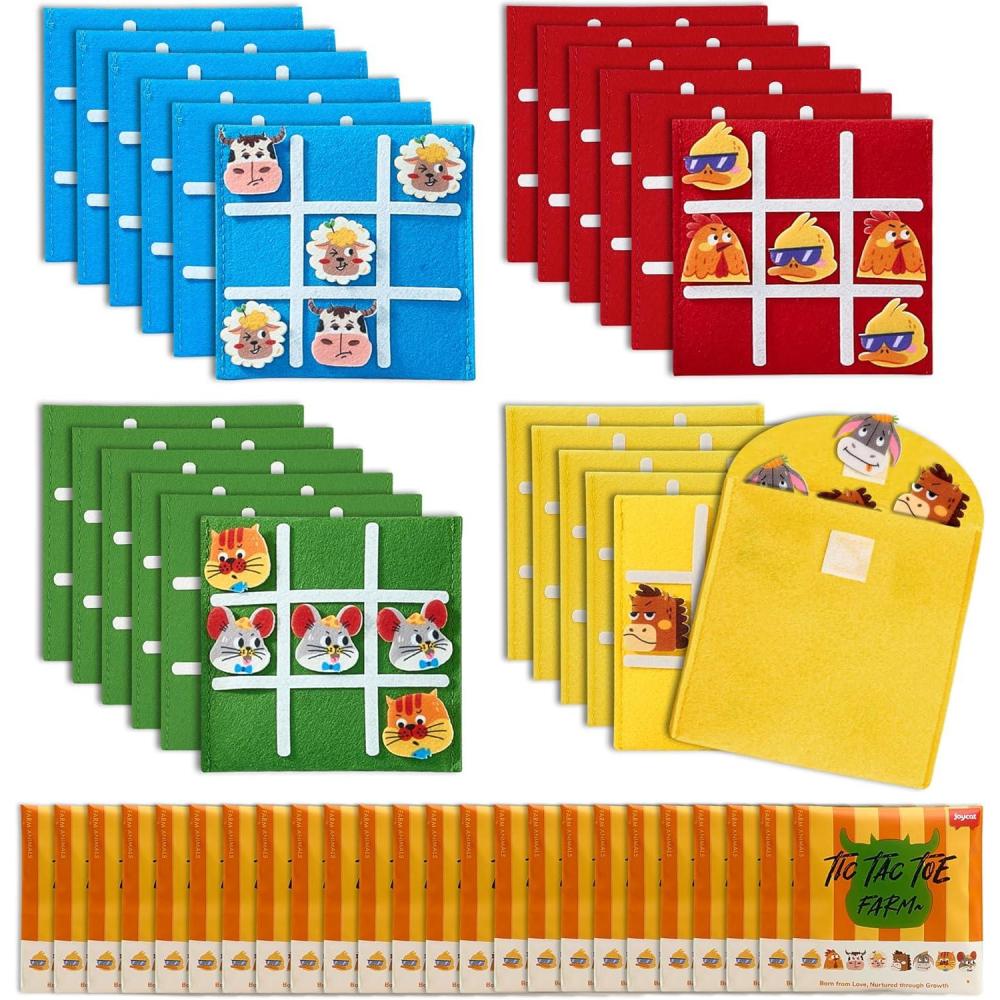 imageJoyCat Tic Tac Toe Strategic Board Game for Kids and FamilyBirthday Party FavorsClassic Educational Toys for Goodie Bag StuffersGifts for Students with EnvelopeEasy to StoreBulk Pack of 30Farm