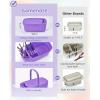 GAMENOTE Paint Brush Cleaner – Paint Brush Holder with Palette and Handle,Rinser for Acrylic, Watercolor, and Water-Based Paints, Painting Art Supply Storage Organizer (White+Grey)(Purple)