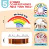 GAMENOTE Rainbow Wooden Desk Organizer Natural Wood No Smell Childfriendly Cute Pen Pencil Holder Caddy for Office Supplies Classroom for Art Supply Makeup Brush Storage for Kids Present
