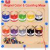 GAMENOTE Magnetic Color and Number Maze – Educational Fine Motor Skills Toys for Boys Girls 3 4 5 Years Old, Wooden Color Matching Learning Counting Toddler(Paint Bucket)