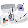 GAMENOTE Paint Brush Cleaner – Paint Brush Holder with Palette and Handle,Rinser for Acrylic, Watercolor, and Water-Based Paints, Painting Art Supply Storage Organizer (White+Grey)(White)
