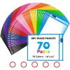 Gamenote 30 Pack Dry Erase Pockets with 5 Rings, 10 Assorted Colors 10×14 Oversized Reusable Plastic Sleeves, Clear Sheet Protectors, Teacher Supplies for Classroom Organization(70)