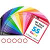 Gamenote 30 Pack Dry Erase Pockets with 5 Rings, 10 Assorted Colors 10×14 Oversized Reusable Plastic Sleeves, Clear Sheet Protectors, Teacher Supplies for Classroom Organization(55)