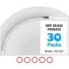 Gamenote Dry Erase Pockets 30 Pack with Rings, Oversized Reusable Plastic Sleeves Shop Ticket Holders Sheet Protectors Teacher Supplies Organization for Classroom Must Have (Black)(White)
