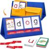 Gamenote Word Building Desktop Pocket Chart Tent Flash Cards Kit – CVC Words Phonics Games Blending Board for Kindergarten Reading and Spelling(CVC)