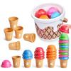 JoyCat Ice Cream Preschool Learning Activities Counting and Color Sorting Set Stacking Toys for Kids 3-5, Educational Fine Motor Skills Toys, 65PCS Math Manipulatives Resources Food for Valentine Gift(Red Learning Bucket Set(20 ice cream scoops&10 ice cream cones ))