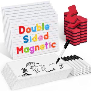 GAMENOTE White Board Dry Erase, Small Magnetic Lined White Board Set, Double Sided Magnet Ruled Lap Boards Whiteboard for Kids and Student Learning, 9×12 Inches (Pack of 12)(24)