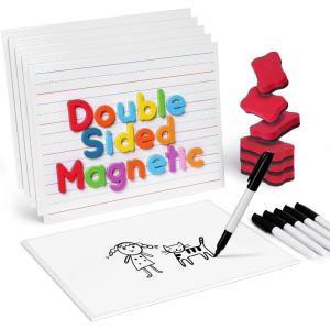 GAMENOTE White Board Dry Erase, Small Magnetic Lined White Board Set, Double Sided Magnet Ruled Lap Boards Whiteboard for Kids and Student Learning, 9×12 Inches (Pack of 12)(6)