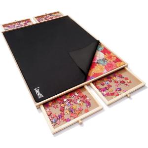 Gamenote 1500 Pieces Jigsaw Puzzle Board with Cover Mat – Portable Large Puzzle Table with Drawers for Adults, Wooden Smooth Plateau Work Surface