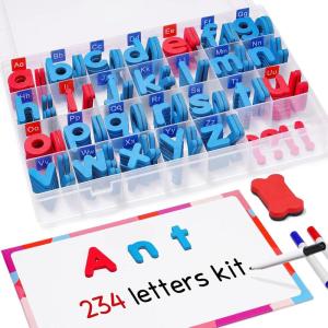 JoyNote Classroom Magnetic Letters Kit 234 Pcs with Double-Side Magnet Board – Foam Alphabet Letters for Kids Spelling and Learning
