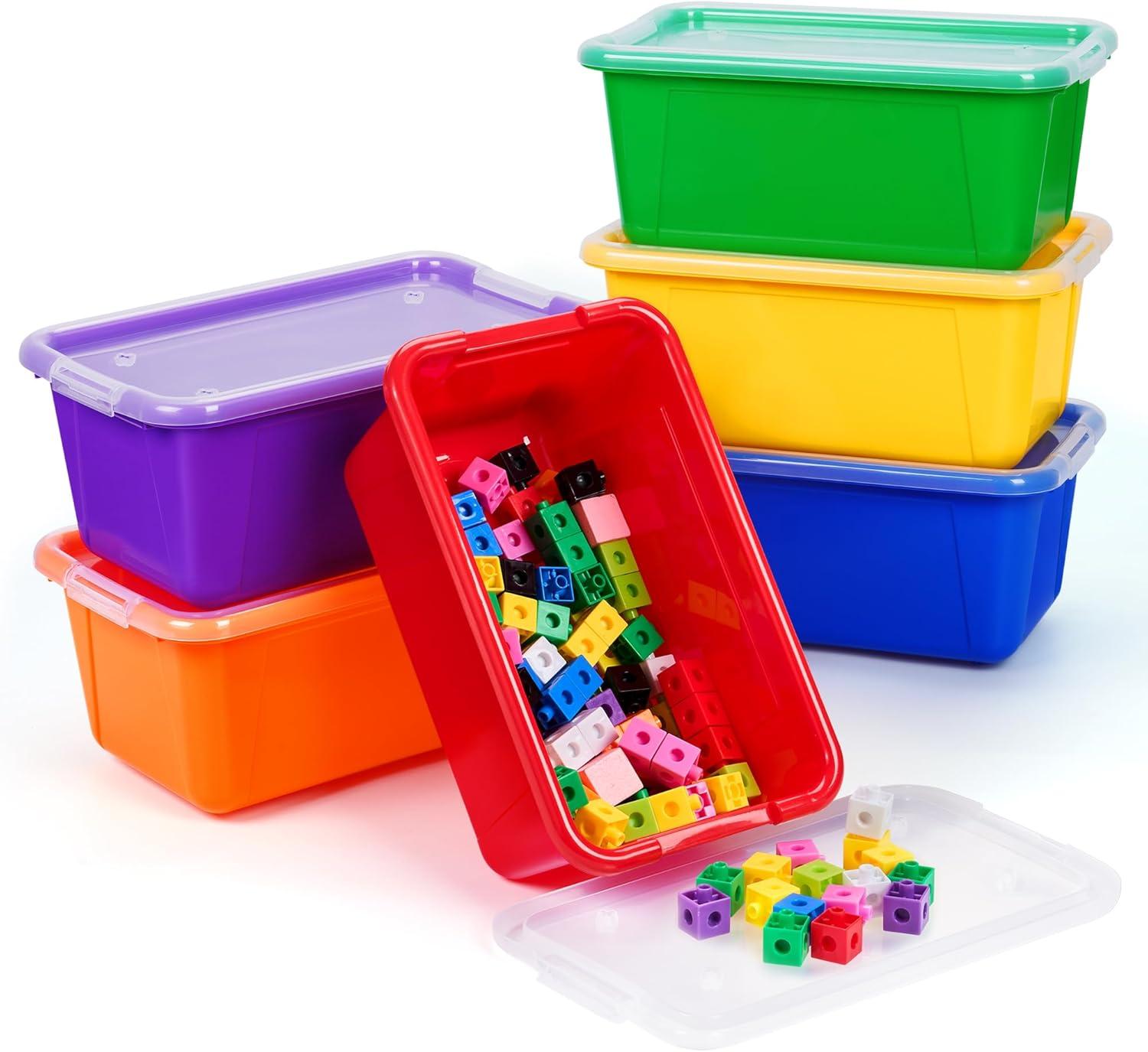 imageGAMENOTE 6 Quart Storage Bins with Lids6 Pack Rainbow Plastic Latching Box for ClassroomampKids Toy Storage Opaque Stackable Shoe Box Size Containers for STEM Morning Tubs Crafts amp Building Blocks6