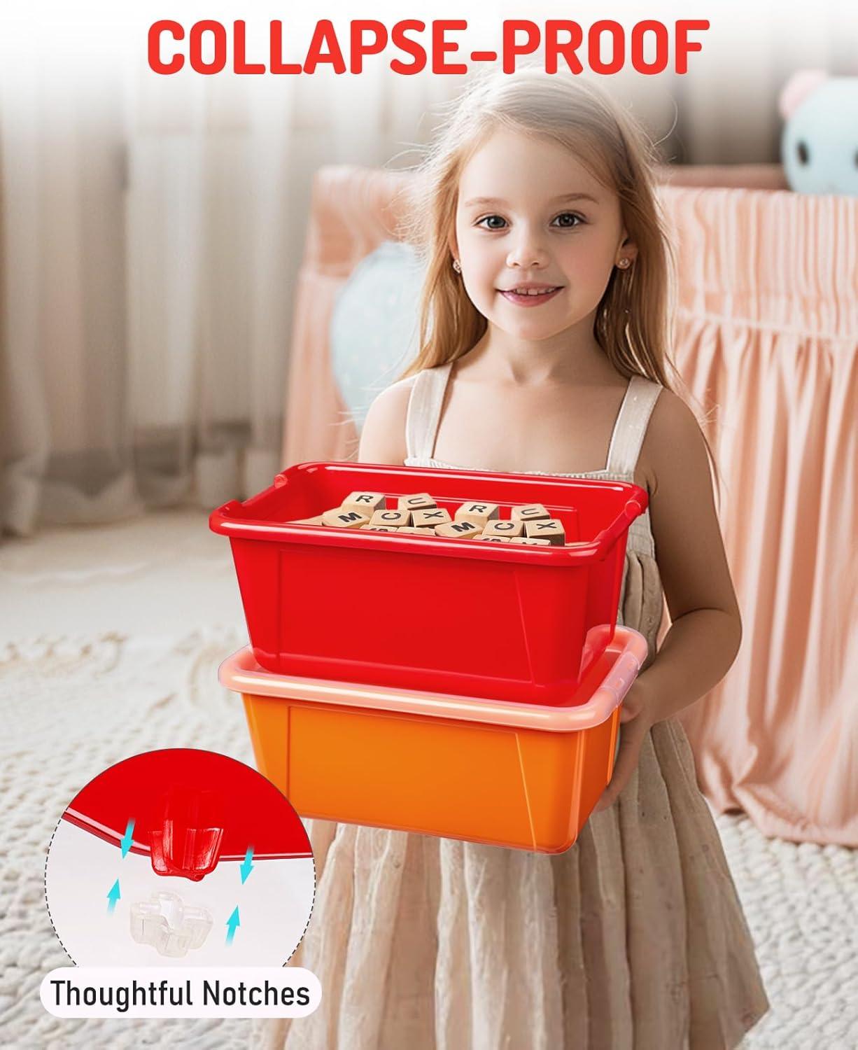 imageGAMENOTE 6 Quart Storage Bins with Lids6 Pack Rainbow Plastic Latching Box for ClassroomampKids Toy Storage Opaque Stackable Shoe Box Size Containers for STEM Morning Tubs Crafts amp Building Blocks6