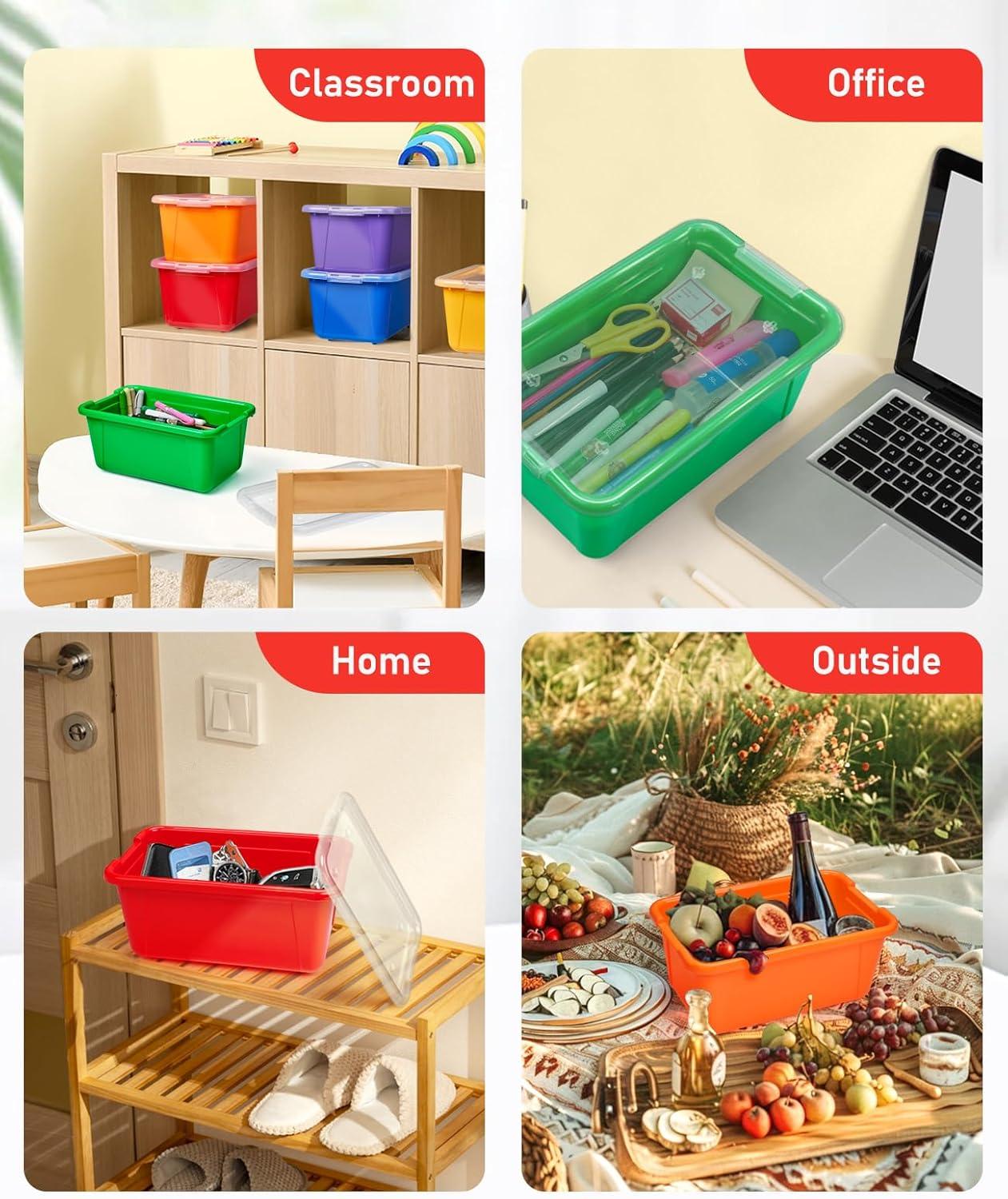 imageGAMENOTE 6 Quart Storage Bins with Lids6 Pack Rainbow Plastic Latching Box for ClassroomampKids Toy Storage Opaque Stackable Shoe Box Size Containers for STEM Morning Tubs Crafts amp Building Blocks6