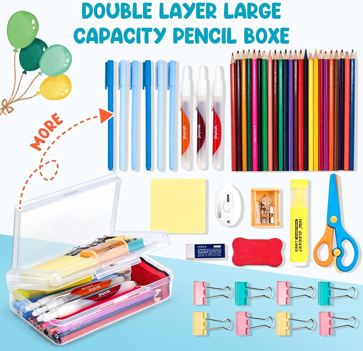 imageGAMENOTE Clear Plastic Storage Bins with LidsKids Hard Pencil Case with Snaptight LidStorage Box for Classroom