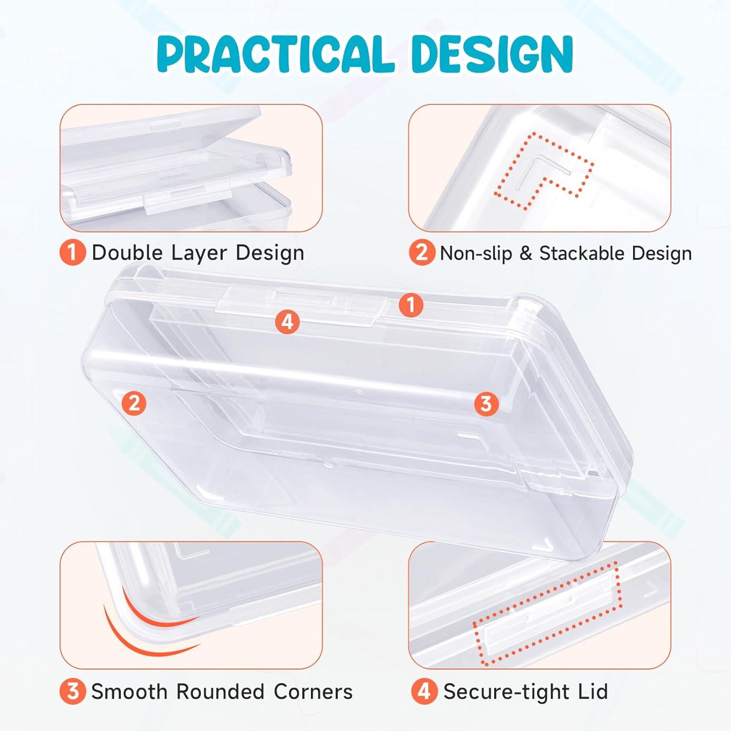 imageGAMENOTE Clear Plastic Storage Bins with LidsKids Large Hard Pencil Case with Snaptight LidStorage Box for Classroom