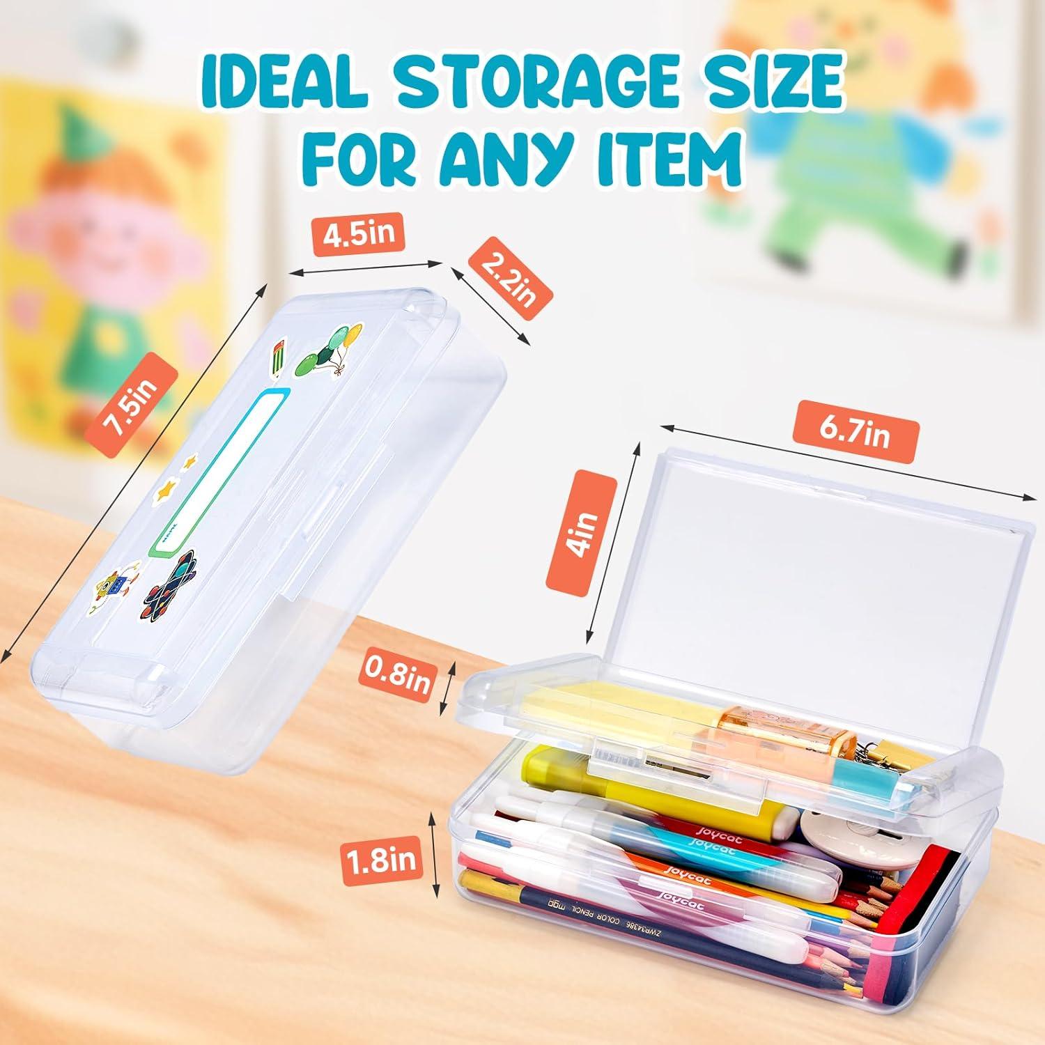 imageGAMENOTE Colored Plastic Storage Bins with LidsKids Hard Pencil Case with Snaptight LidStorage Box for Classroom