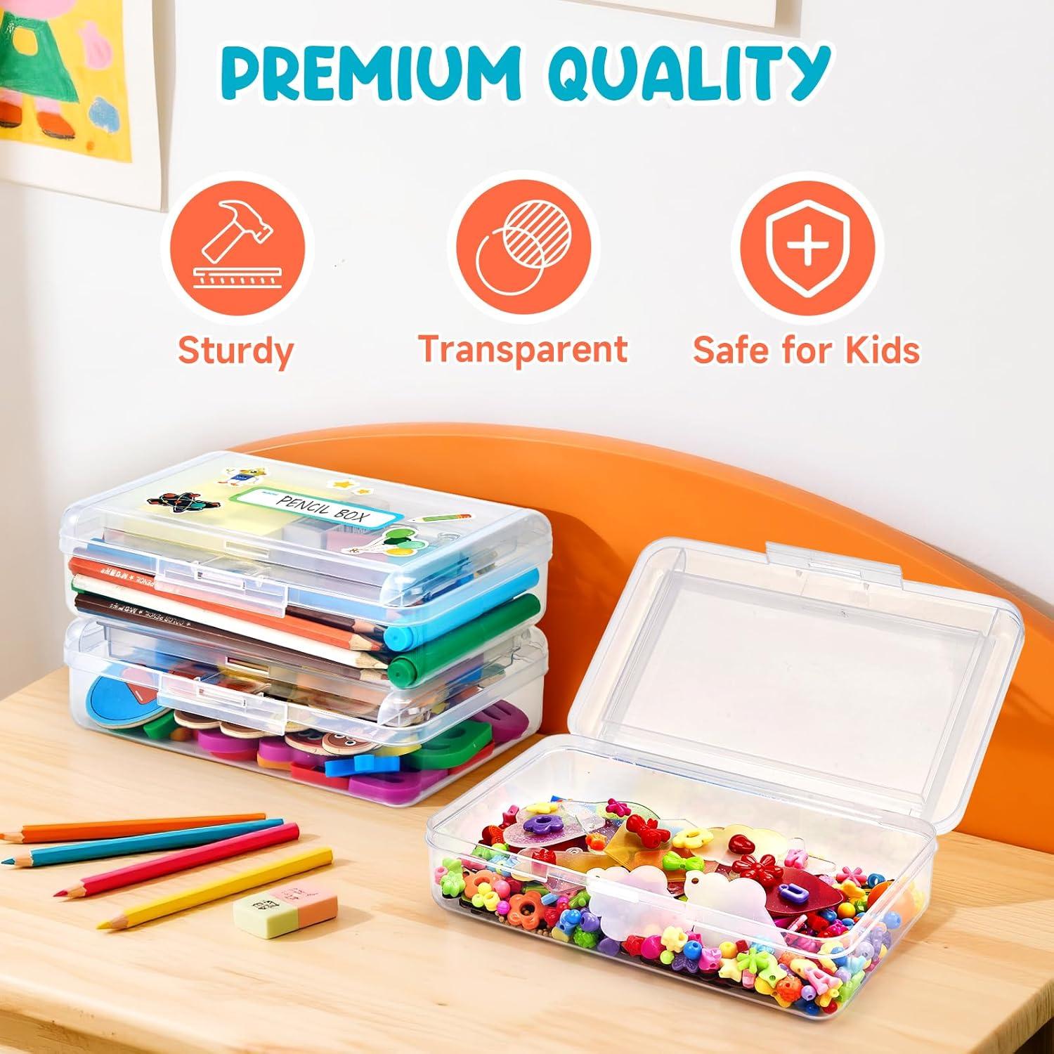 imageGAMENOTE Colored Plastic Storage Bins with LidsPlastic Pencil Box with Personalized StickerStorage Box for Classroom