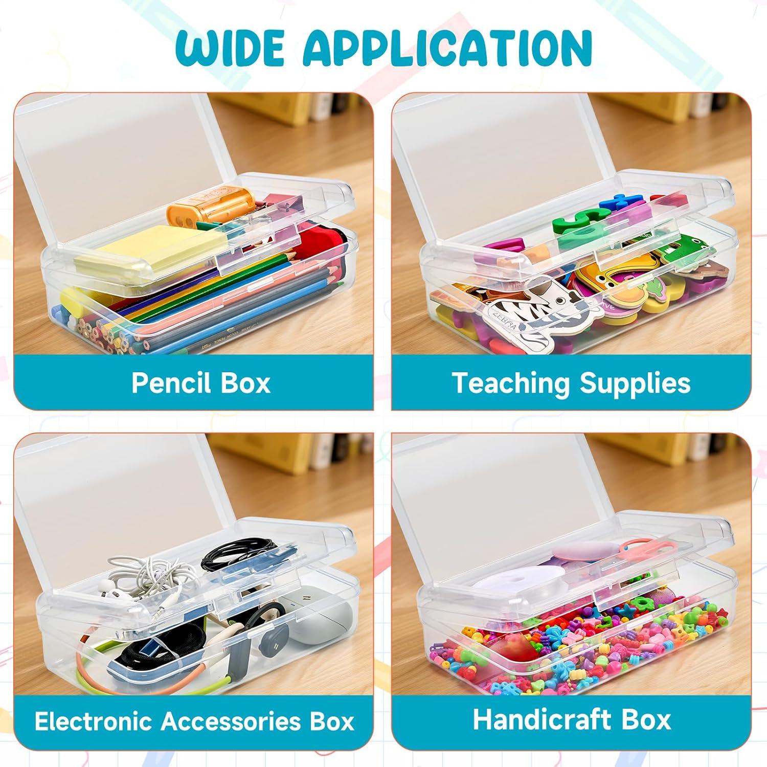 imageGAMENOTE Colored Plastic Storage Bins with LidsPlastic Pencil Box with Personalized StickerStorage Box for Classroom