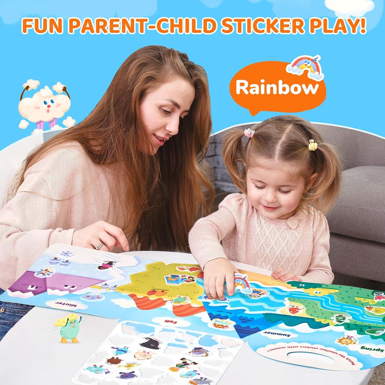 imageGAMENOTE Double Sided Magnetic Letter Board 2 in 1 Alphabet Magnets Tracing Board JoyCat Reusable Sticker Book Jelly Stickers for Toddlers Kids Sticker Activity Book
