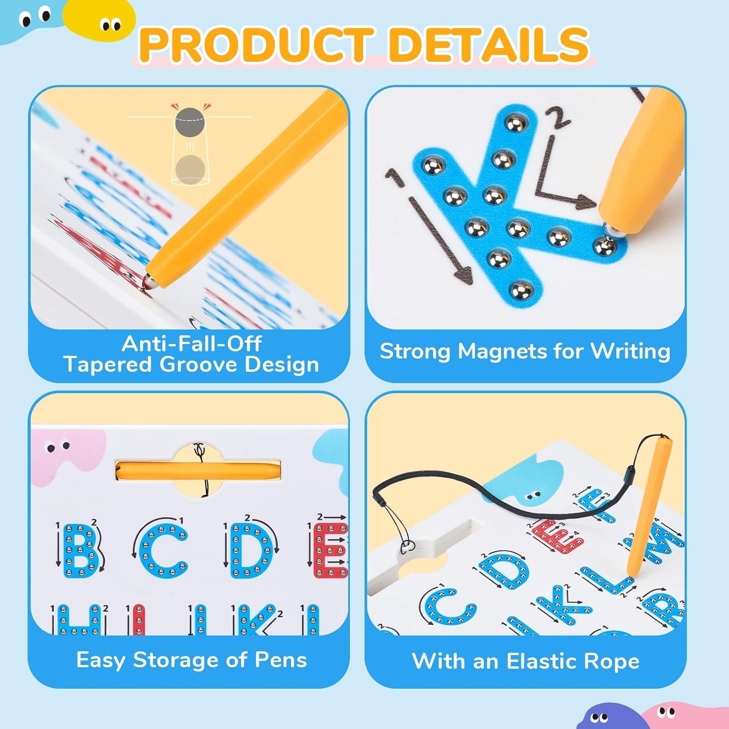 imageGAMENOTE Double Sided Magnetic Letter Board JoyCat Magnetic Letter Tracing Board 2in1 DoubleSided ABC Magnets for Kids Ages 35 Uppercase amp Lowercase Letter Writing Practice Preschool Learnin