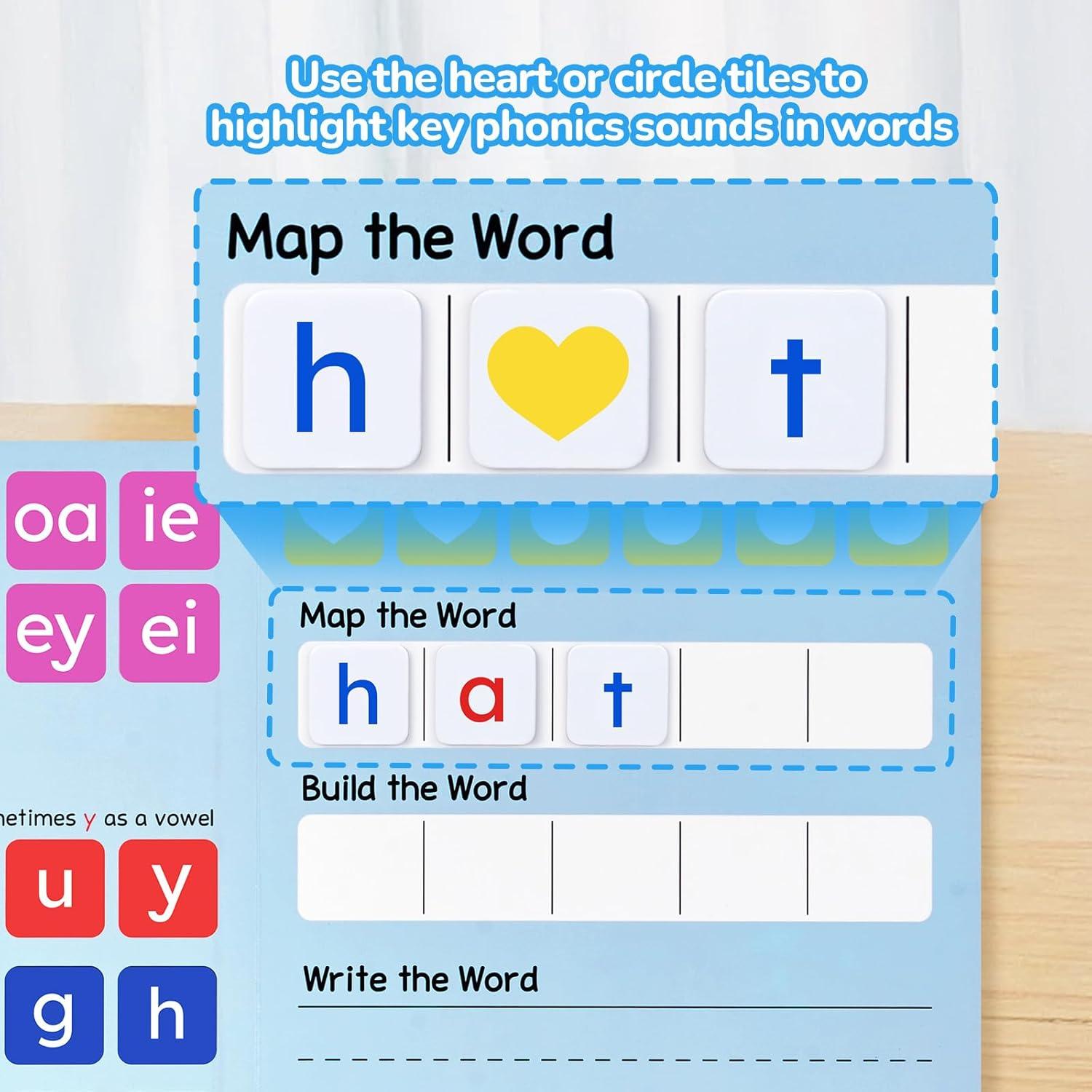 imageGAMENOTE Double Sided Magnetic Letter BoardJoyCat Phonics Word Magnetic Letter Tiles265 Alphabet Tiles Magnetic Letters Kit with WordBuilding Folder and Storage Case Kindergarten Phonics Awarenes