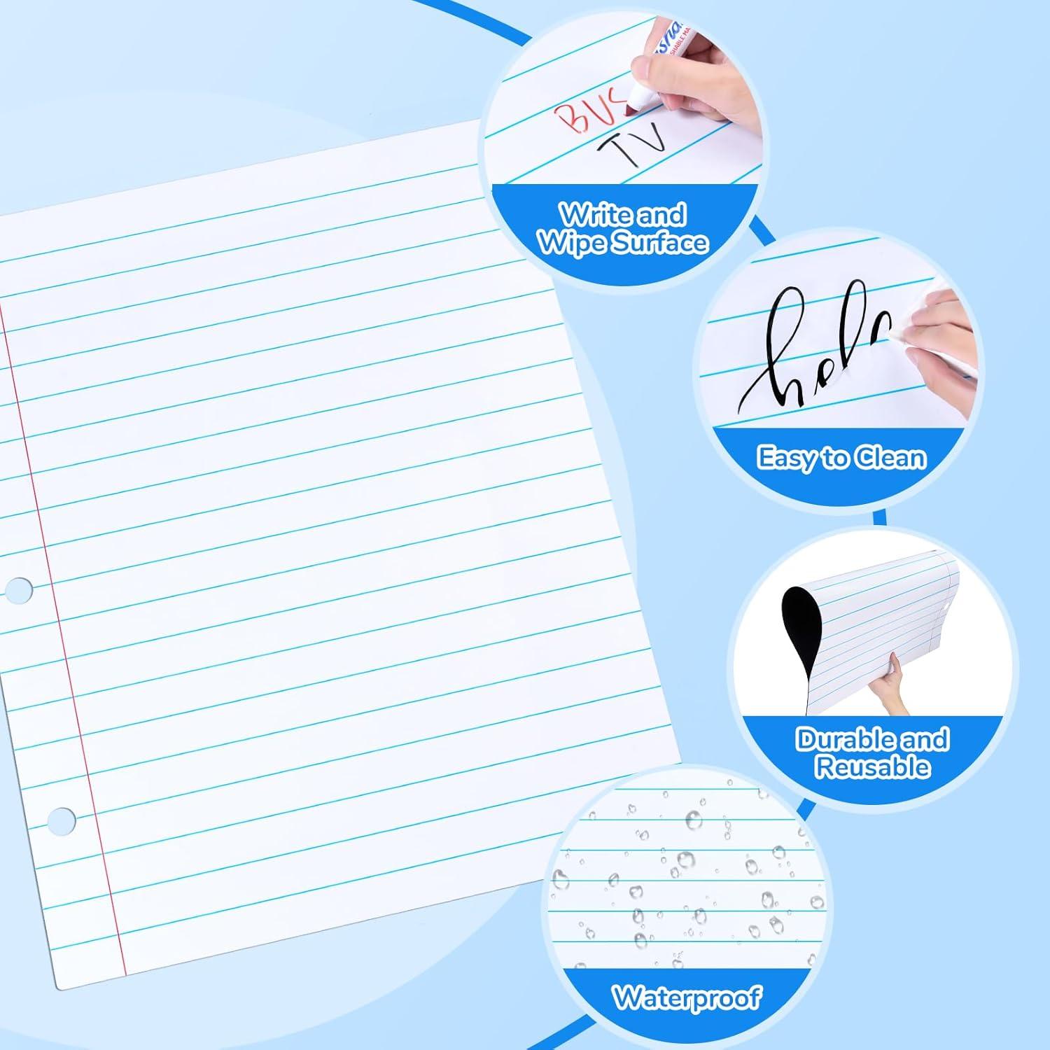 imageGAMENOTE Dry Erase Pockets 30 Pack with Rings amp Giant Magnetic Dry Erase Notebook Paper