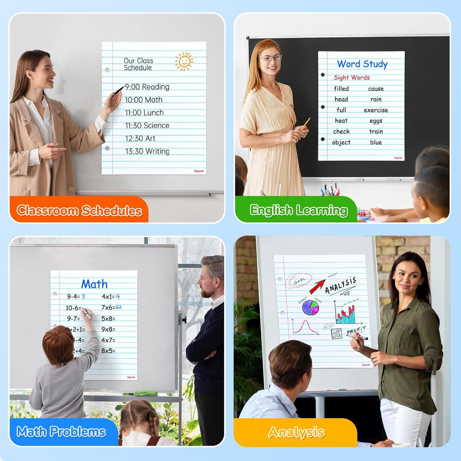 imageGAMENOTE Dry Erase Pockets 30 Pack with Rings amp Giant Magnetic Dry Erase Notebook Paper