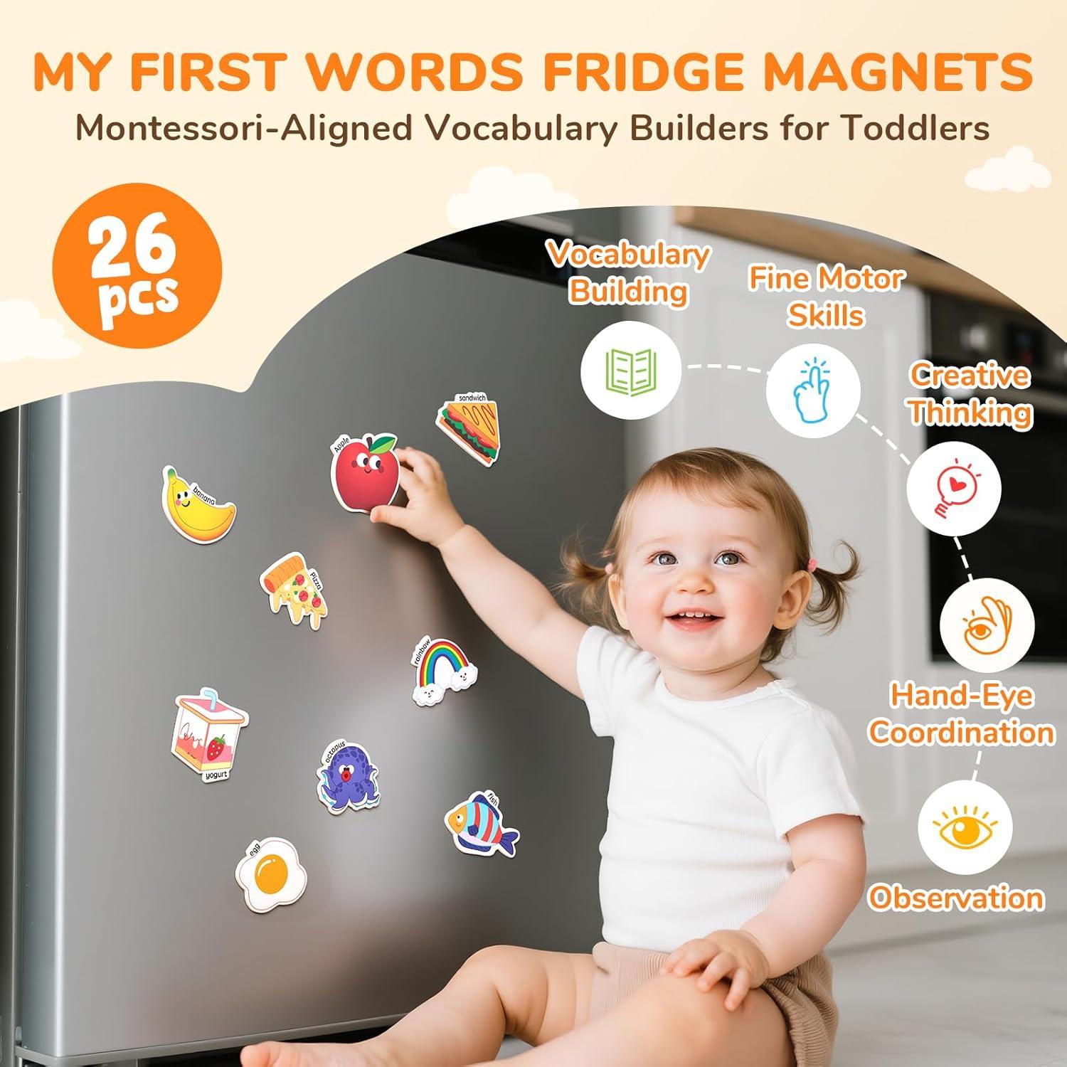 imageGAMENOTE Magnetic Number Tracing Board JoyCat Fridge Magnets for Toddlers amp Kids 26 Cute AZ Objects Large Magnetic Refrigerator Toys