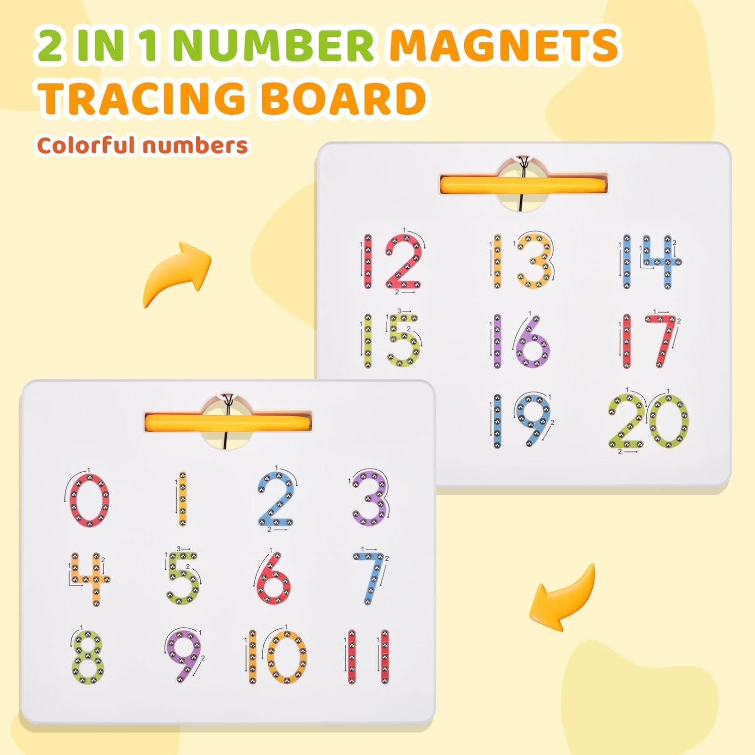 imageGAMENOTE Magnetic Number Tracing Board JoyCat Fridge Magnets for Toddlers amp Kids 26 Cute AZ Objects Large Magnetic Refrigerator Toys