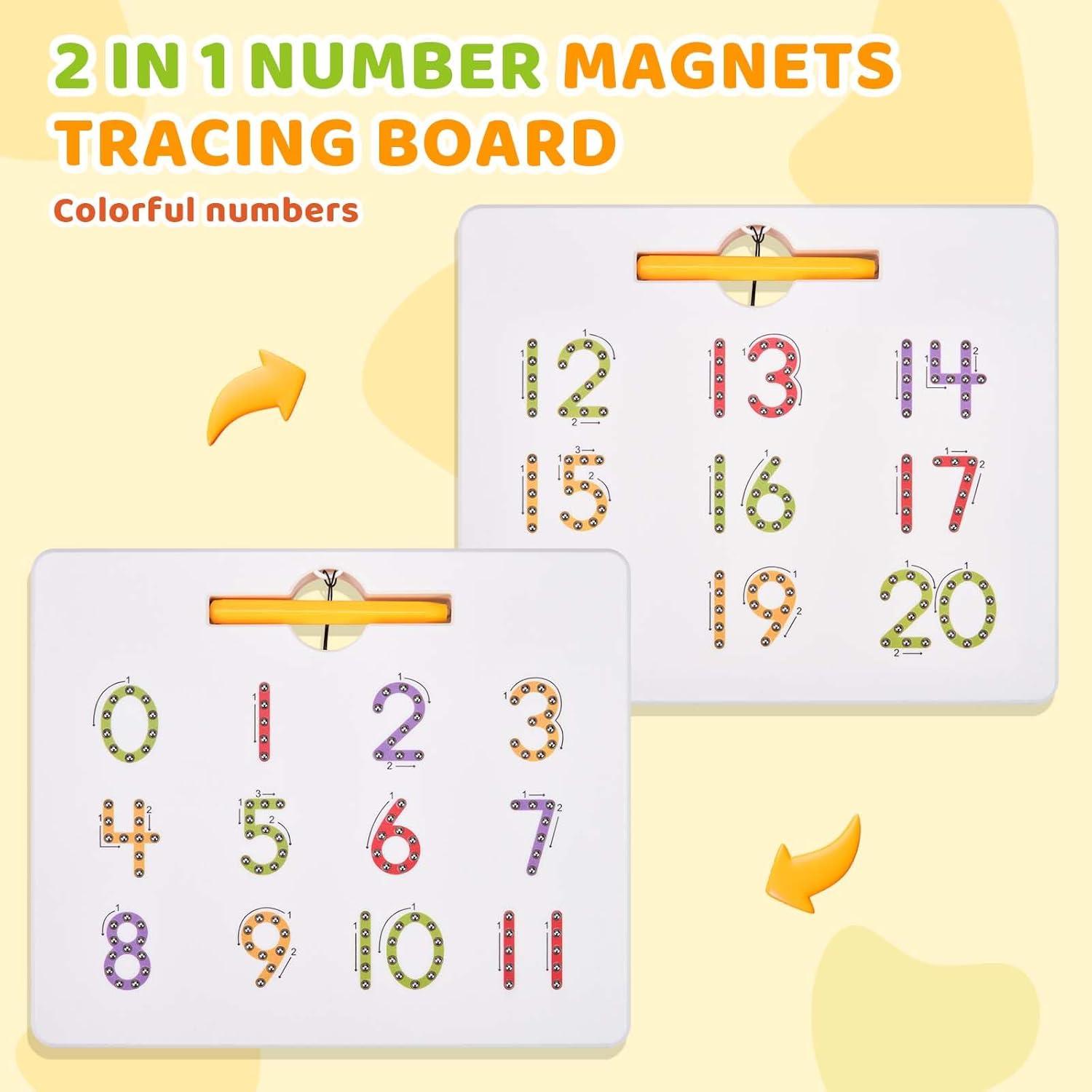 imageGAMENOTE Magnetic Number Tracing Board JoyCat Magnetic Letters and Numbers ABC 123 Alphabet Fridge Magnets for Toddlers amp Kids