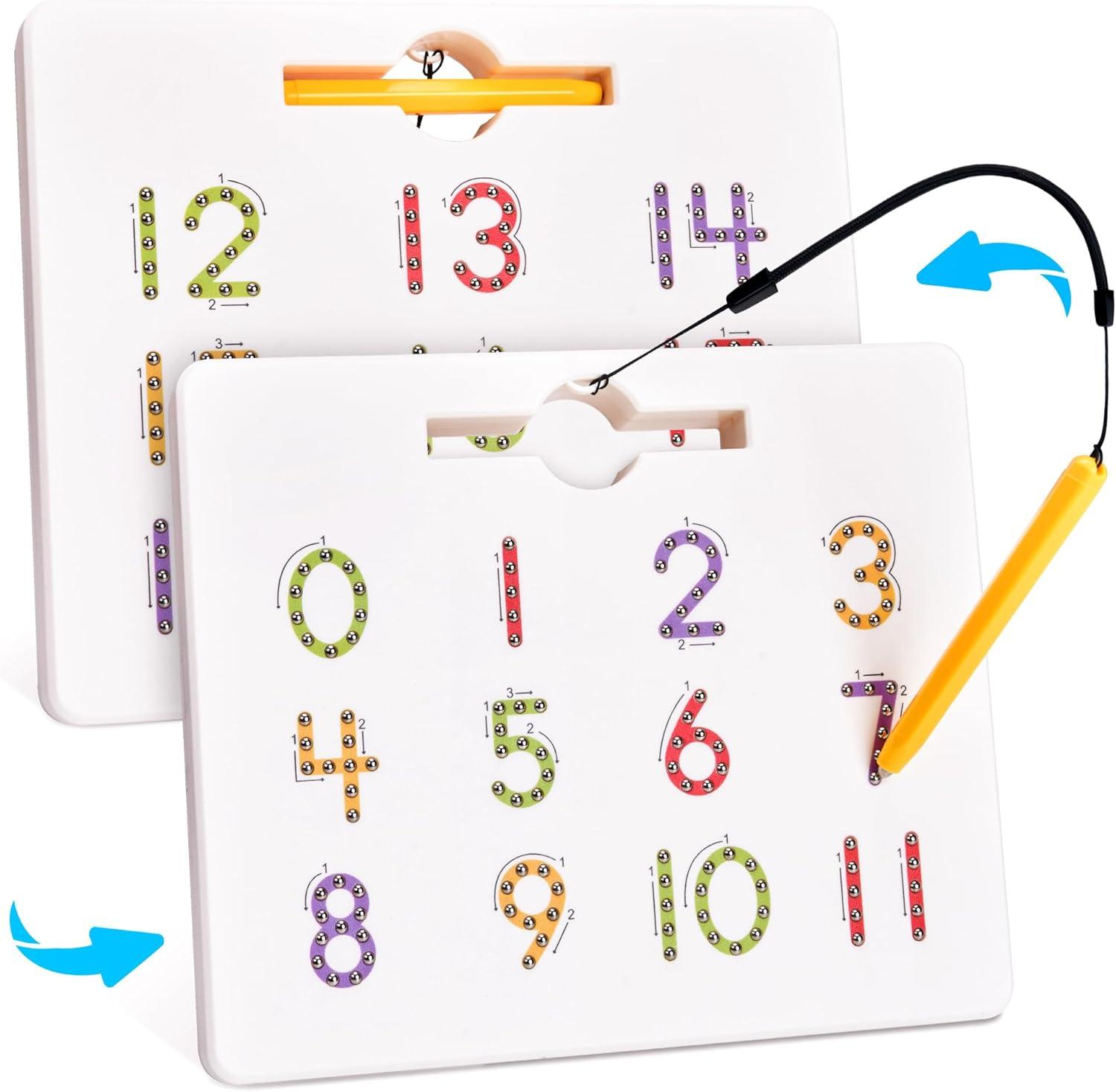 imageGAMENOTE Magnetic Number Tracing Board JoyCat Preschool Learning Activities 48 Reusable Pages Handwriting Practice for Kids Toddlers Tracing Letter Number Workbooks
