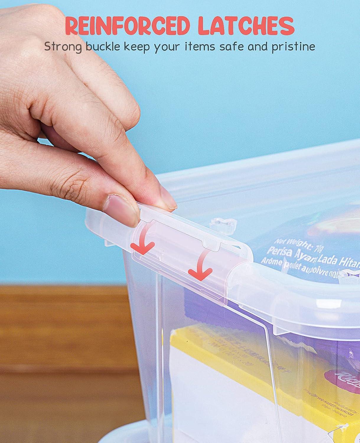 imageGAMENOTE Plastic Storage Bins with Lids Multicolor amp Clear 5 Qt 6 Pack Small Cubby Bins Stackable Containers for Classroom Book Bin Toy Organizers Organization and Storage Box
