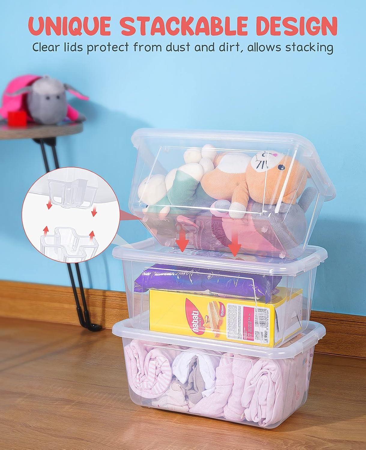 imageGAMENOTE Plastic Storage Bins with Lids Multicolor amp Clear 5 Qt 6 Pack Small Cubby Bins Stackable Containers for Classroom Book Bin Toy Organizers Organization and Storage Box