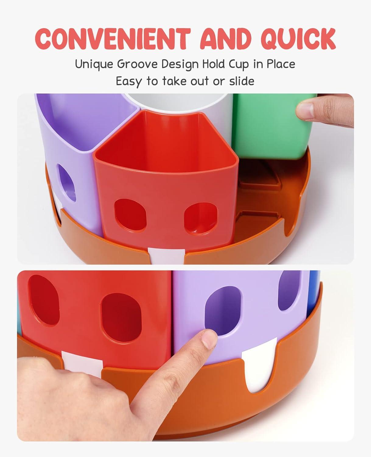 imageGAMENOTE Wooden Rainbow Pen Holder amp Pencil Holders amp Rotating Art Supplies Organizer