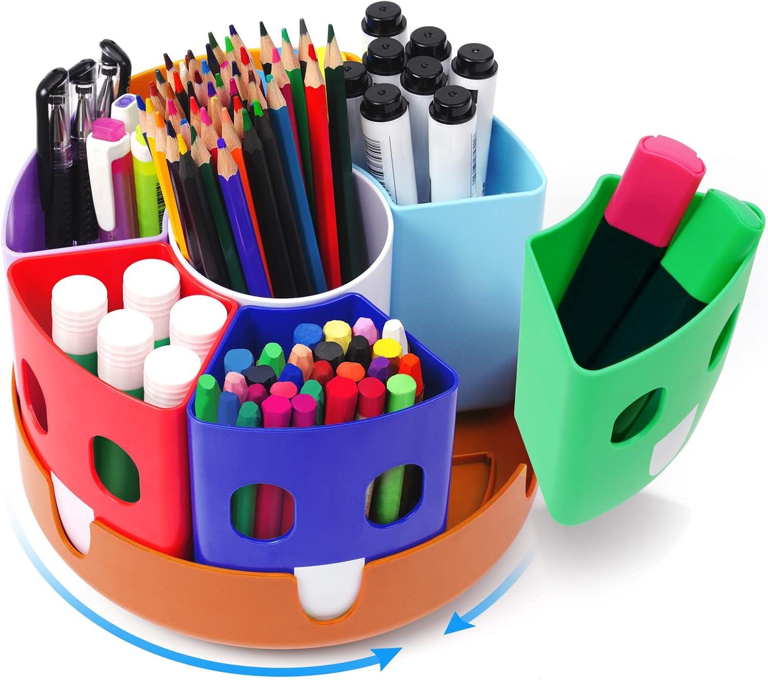 imageGAMENOTE Wooden Rainbow Pen Holder amp Pencil Holders amp Rotating Art Supplies Organizer