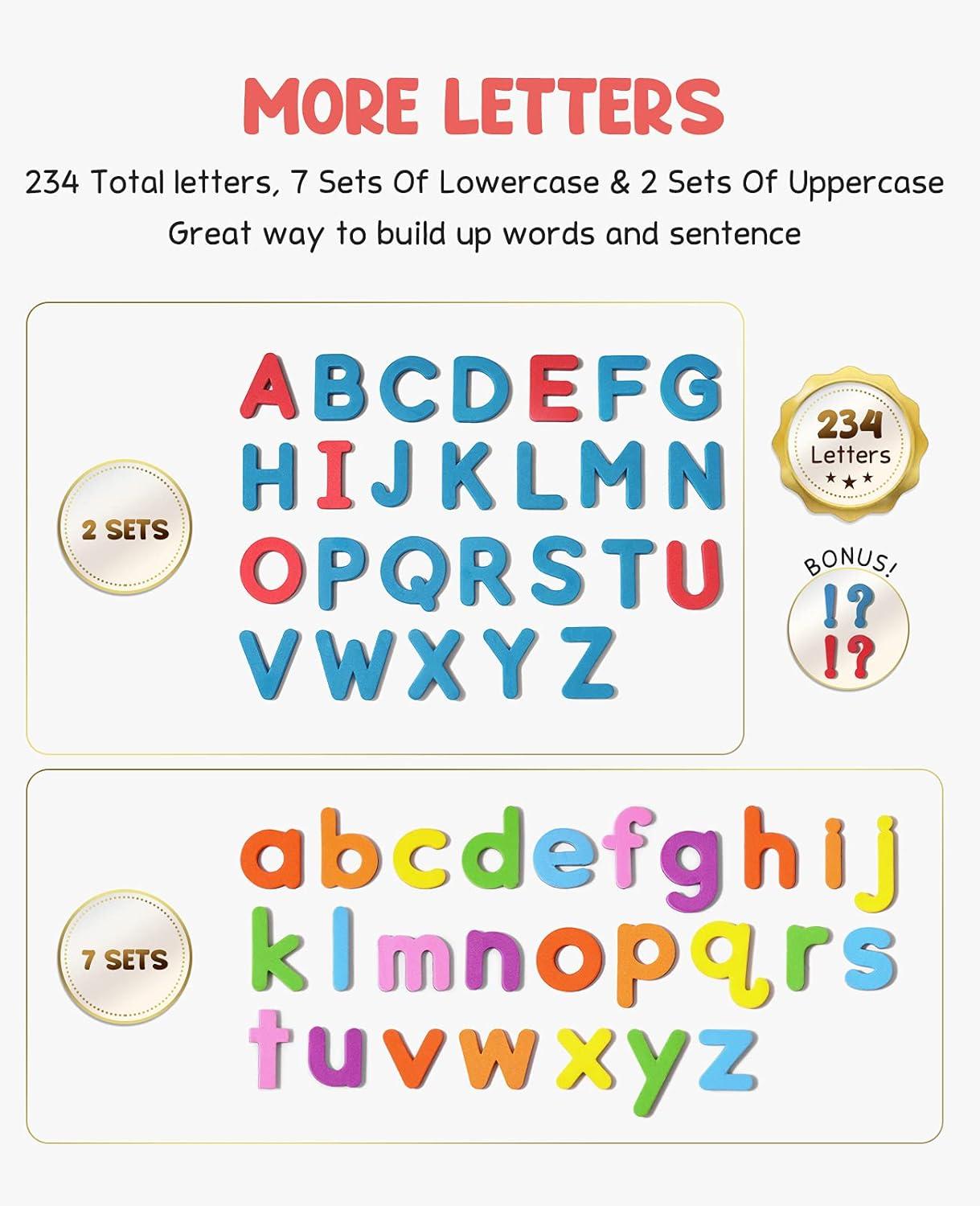 imageGamenote Classroom Magnetic Alphabet Letters Kit 238 Pcs with Double Side Magnet Board JoyCat Magnetic Letter Tracing Board