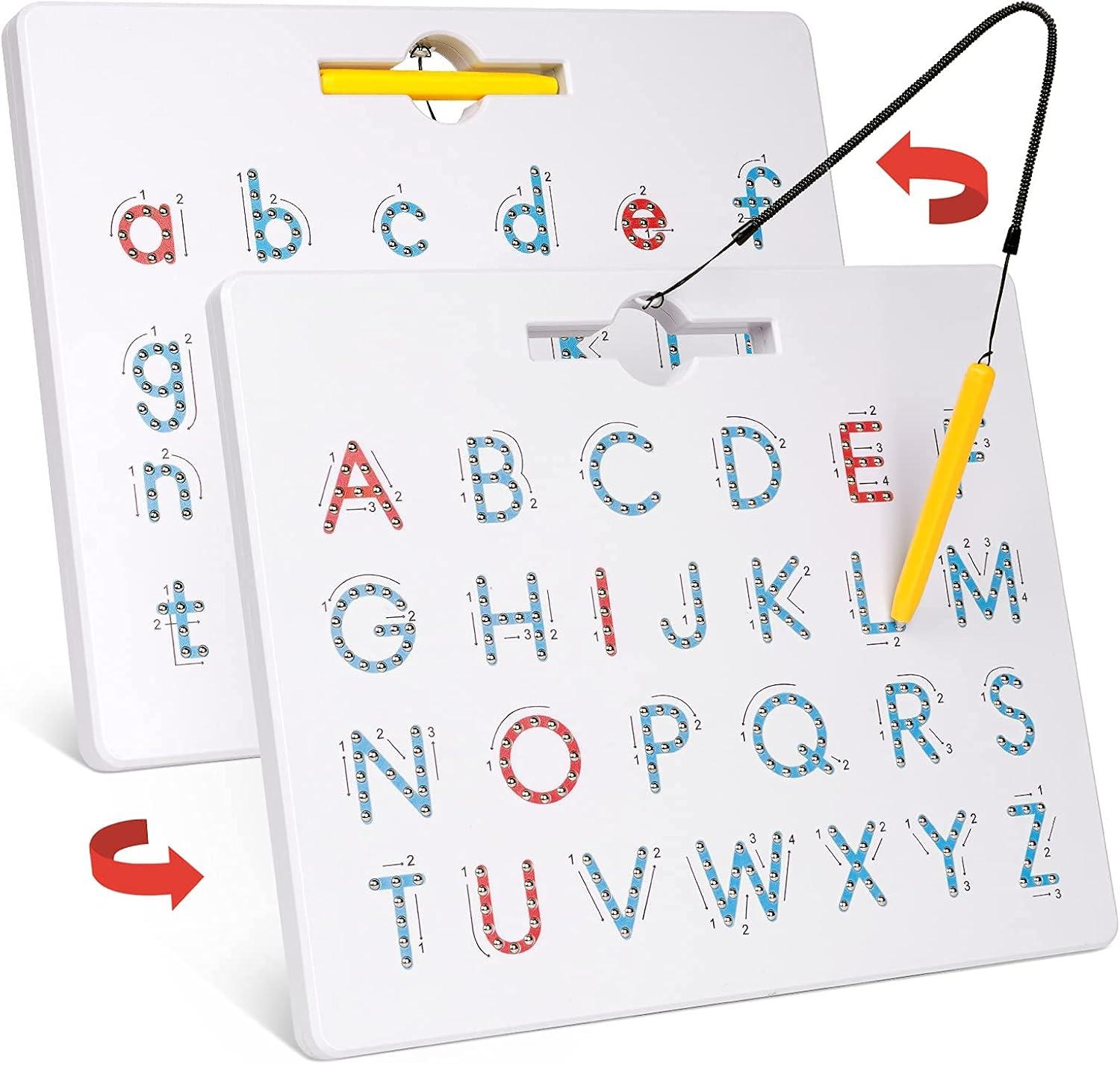 imageGamenote Double Sided Magnetic Letter Board 2 in 1 Alphabet Magnets Tracing Board for Toddlers ABC Letters Uppercase amp Lowercase Practicing Learning Education Toys Magnetic Number Tracing Board 2