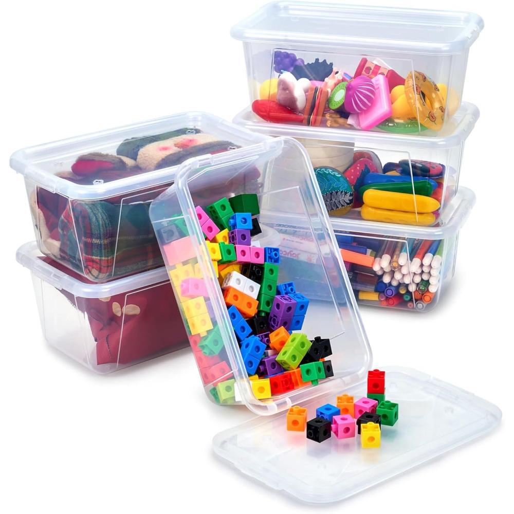 imageGAMENOTE 6 Quart Storage Bins with Lids6 Pack Rainbow Plastic Latching Box for ClassroomampKids Toy Storage Opaque Stackable Shoe Box Size Containers for STEM Morning Tubs Crafts amp Building Blocks6