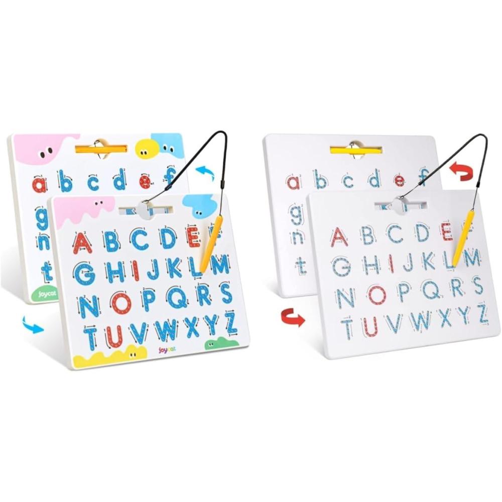 imageGAMENOTE Double Sided Magnetic Letter Board JoyCat Magnetic Letter Tracing Board 2in1 DoubleSided ABC Magnets for Kids Ages 35 Uppercase amp Lowercase Letter Writing Practice Preschool Learnin