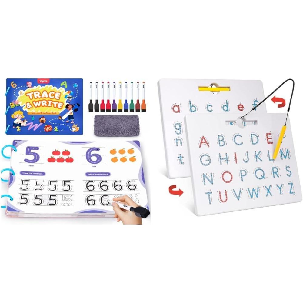 imageGAMENOTE Double Sided Magnetic Letter Board JoyCat Preschool Learning Activities 48 Reusable Pages Handwriting Practice for Kids Toddlers