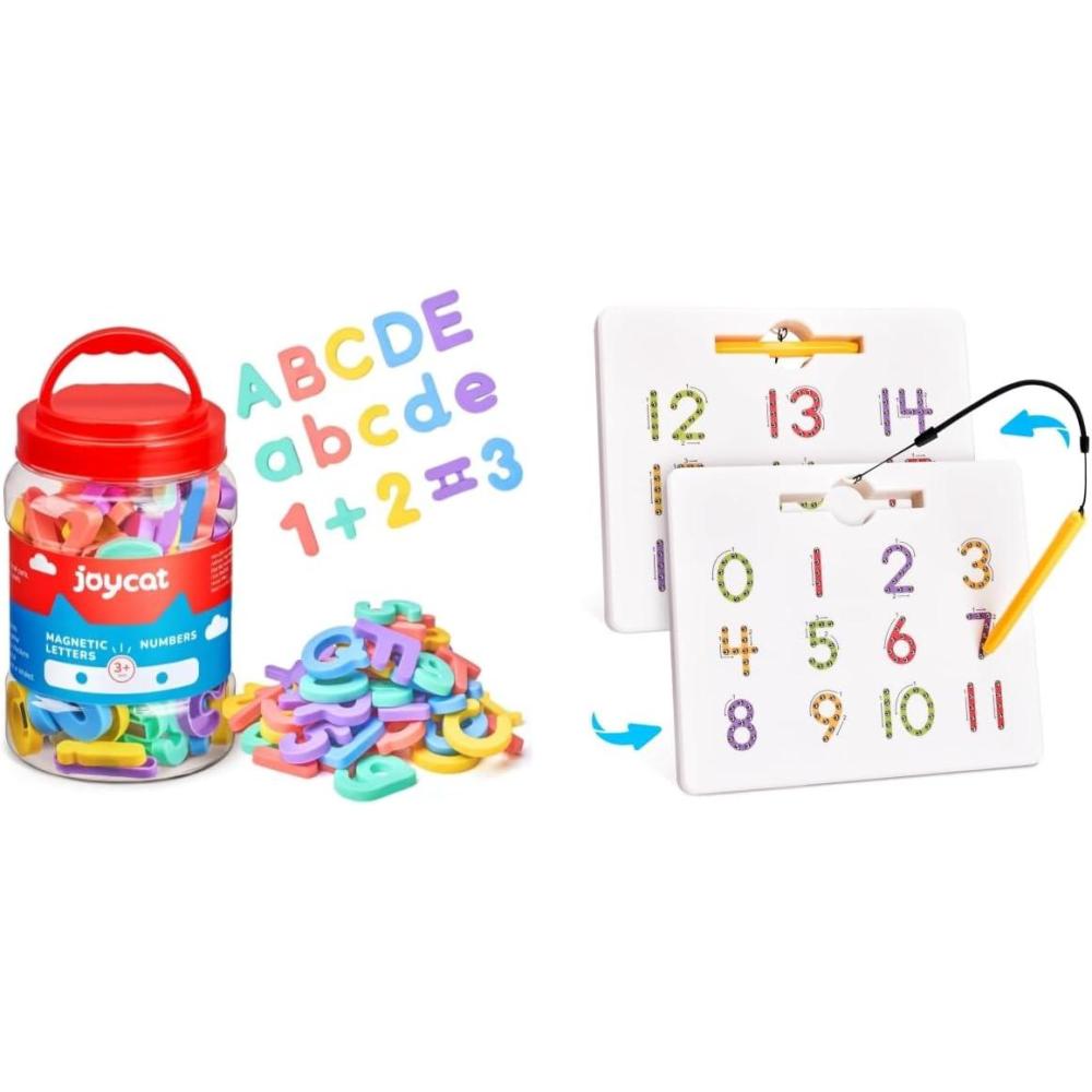 imageGAMENOTE Magnetic Number Tracing Board  JoyCat Magnetic Letters and Numbers ABC 123 Alphabet Fridge Magnets for Toddlers amp Kids