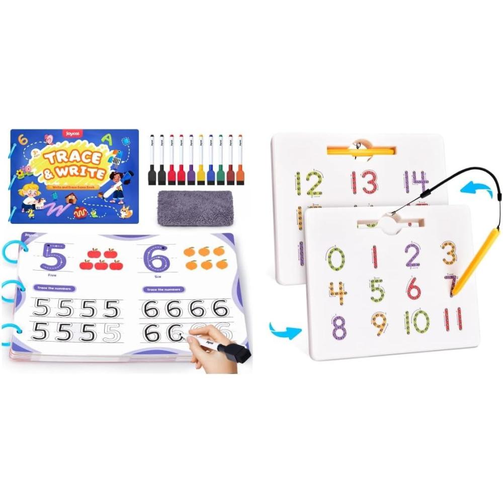 imageGAMENOTE Magnetic Number Tracing Board JoyCat Preschool Learning Activities 48 Reusable Pages Handwriting Practice for Kids Toddlers Tracing Letter Number Workbooks