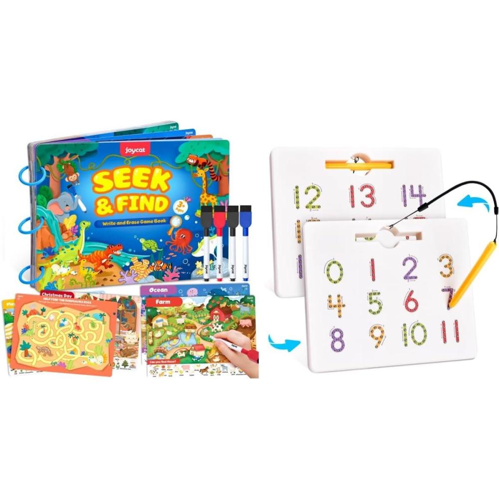 imageGAMENOTE Magnetic Number Tracing BoardJoyCat Seek amp Find Game Books Preschool Learning Activity for Toddlers amp Kids Ages 35 Travel Activities Toys for Road Trip Car Airplane