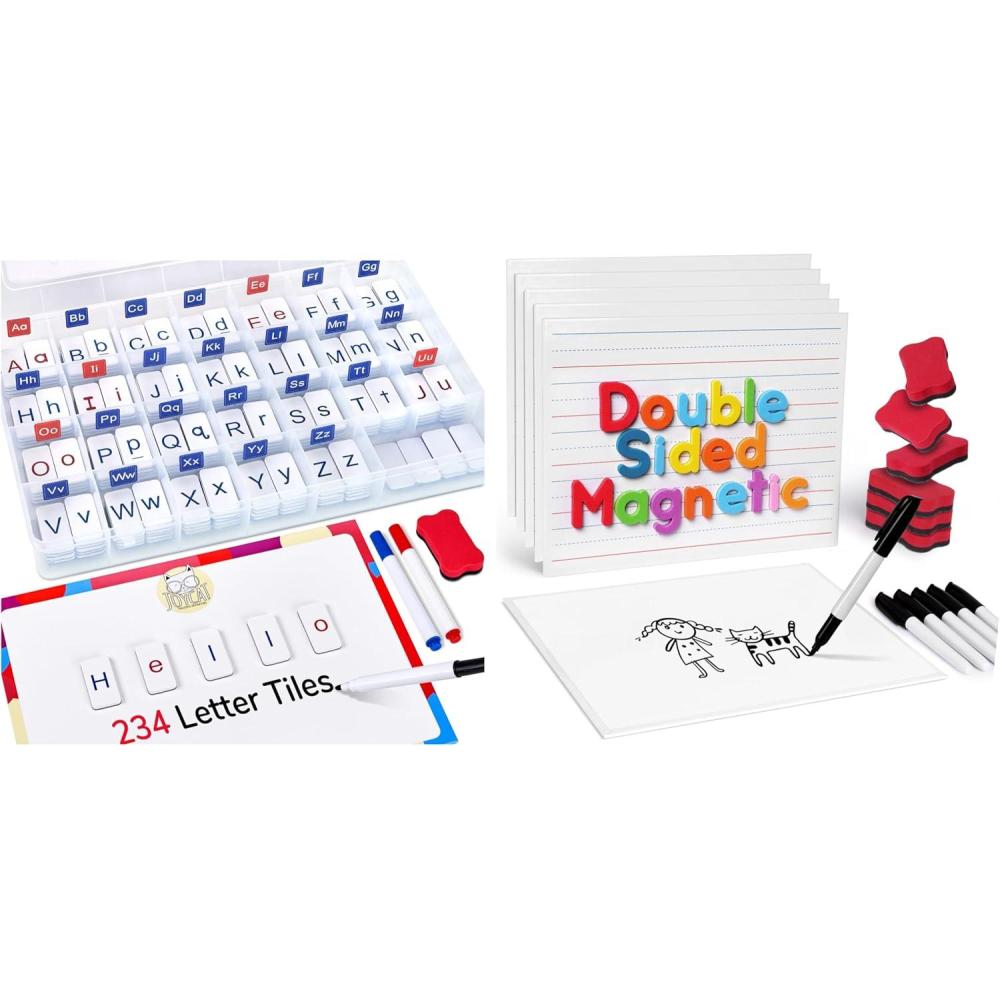 imageGAMENOTE White Board Dry EraseClassroom Magnetic Letter Tiles for Phonics and SpellingJoyCat 234 Foam Alphabet Tiles Magnetic Letters with DoubleSide Magnet Board and Compartment Storage Case