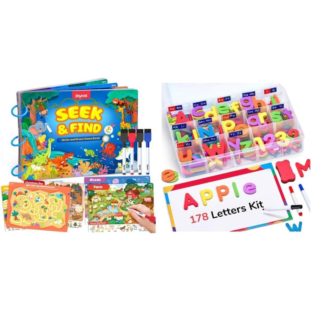 imageGamenote Classroom Magnetic Alphabet Letters Kit 178Pcs JoyCat Seek amp Find Game Books