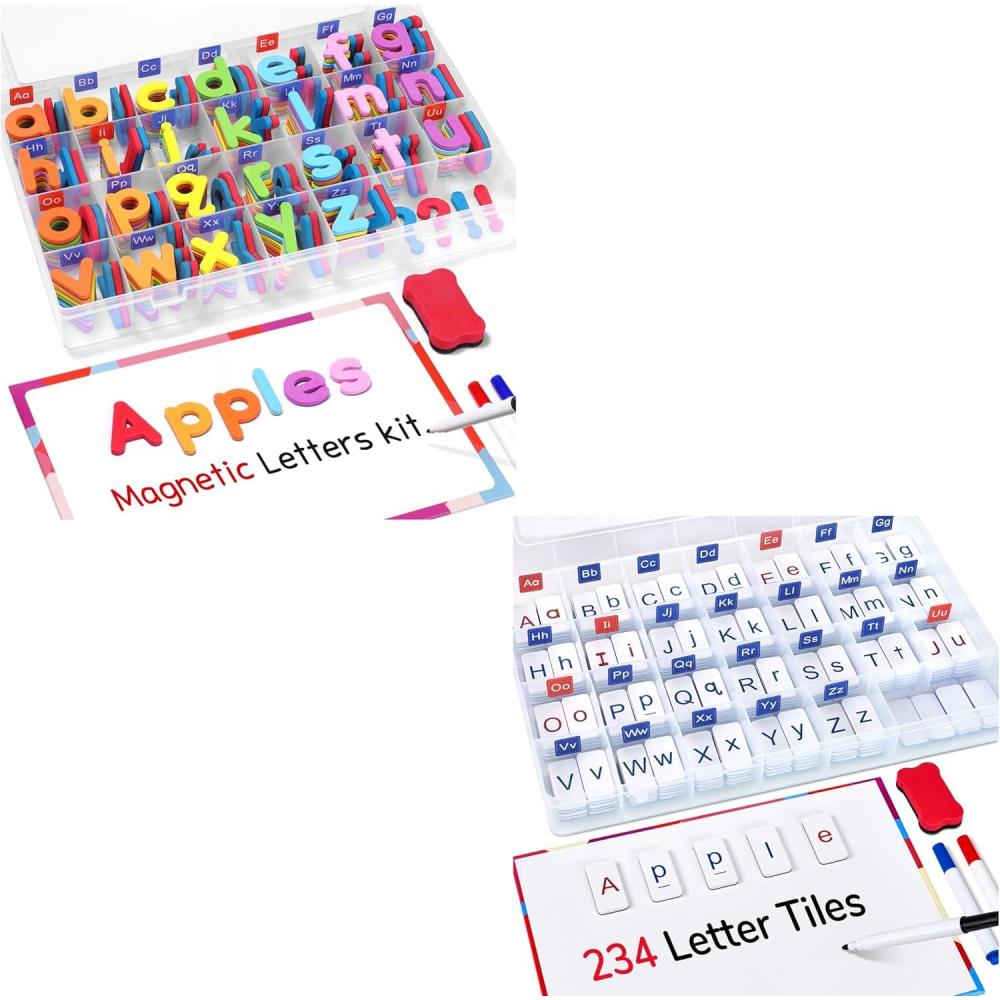 imageGamenote Classroom Magnetic Alphabet Letters KitClassroom Magnetic Letter Tiles for Phonics and SpellingJoyCat 234 Foam Alphabet Tiles Magnetic Letters with DoubleSide Magnet Board and Compartment